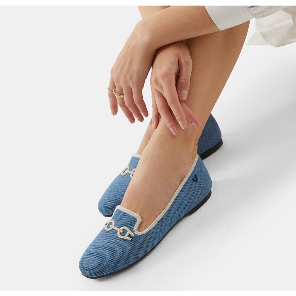 ✖️SOLD✖️Vivaia Knitted Blue Round-Toe Patterned Loafers